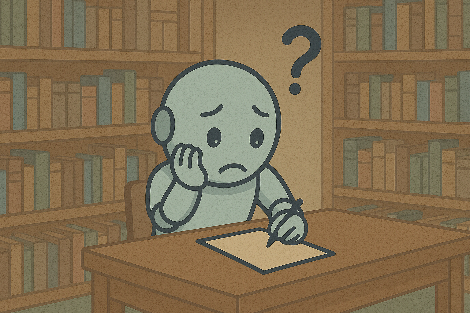 When the name idea is missing - Namero searches for the perfect name. Mascot Namero sits helplessly with a blank sheet of paper and a crumpled up idea - symbolizing typical mistakes in finding a name