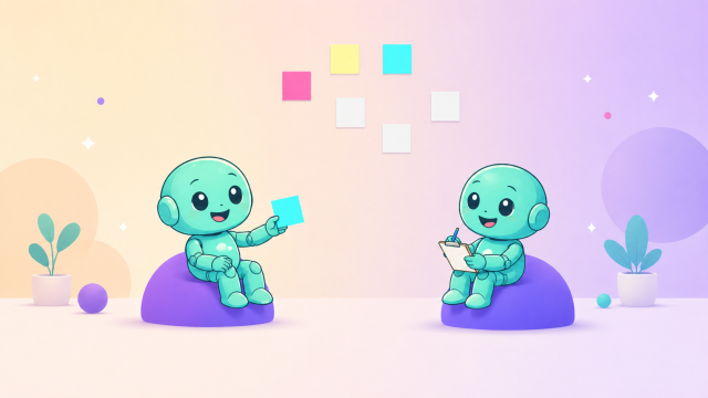 Inspiration and Creative Methods Header image for the blog category Inspiration and Creative Methods with two Namero figures and colorful idea cards.