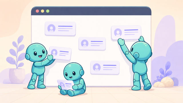 Naming Knowledge Header image for the blog category Naming Knowledge with three Namero figures in front of a large board with profile cards.