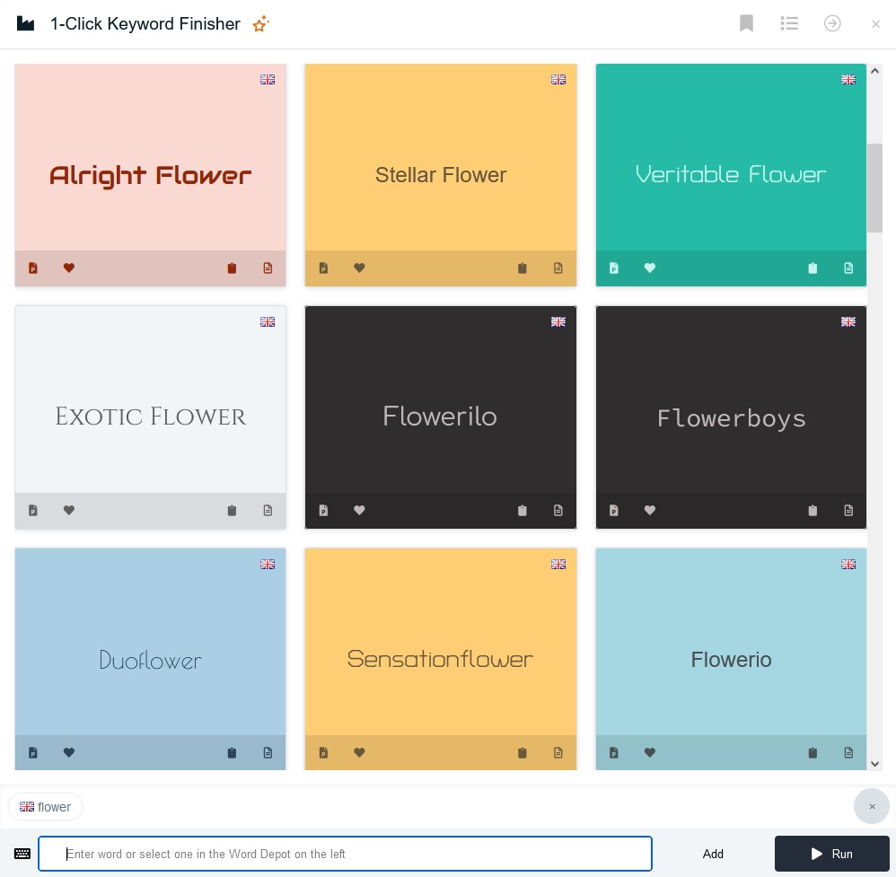Name generator for suffixes and prefixes Name generator for suffixes and prefixes