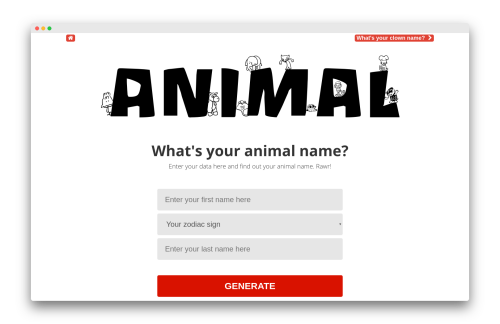 FunTools - animal name generator FunTools - animal name generator