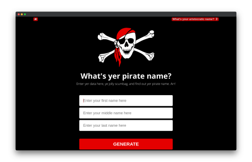FunTools - pirate name generator FunTools - pirate name generator